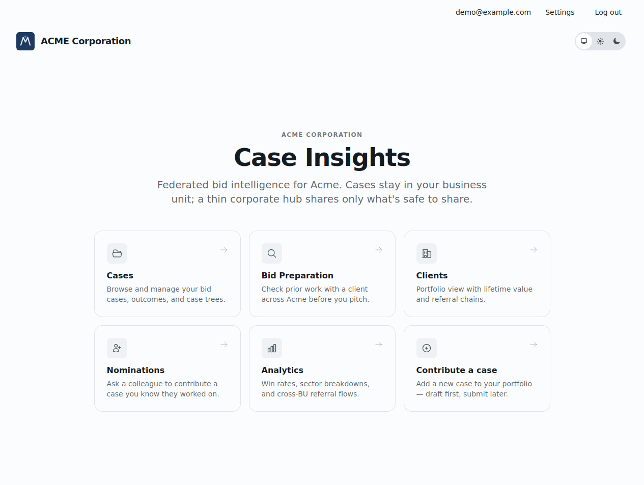Case Insights homepage