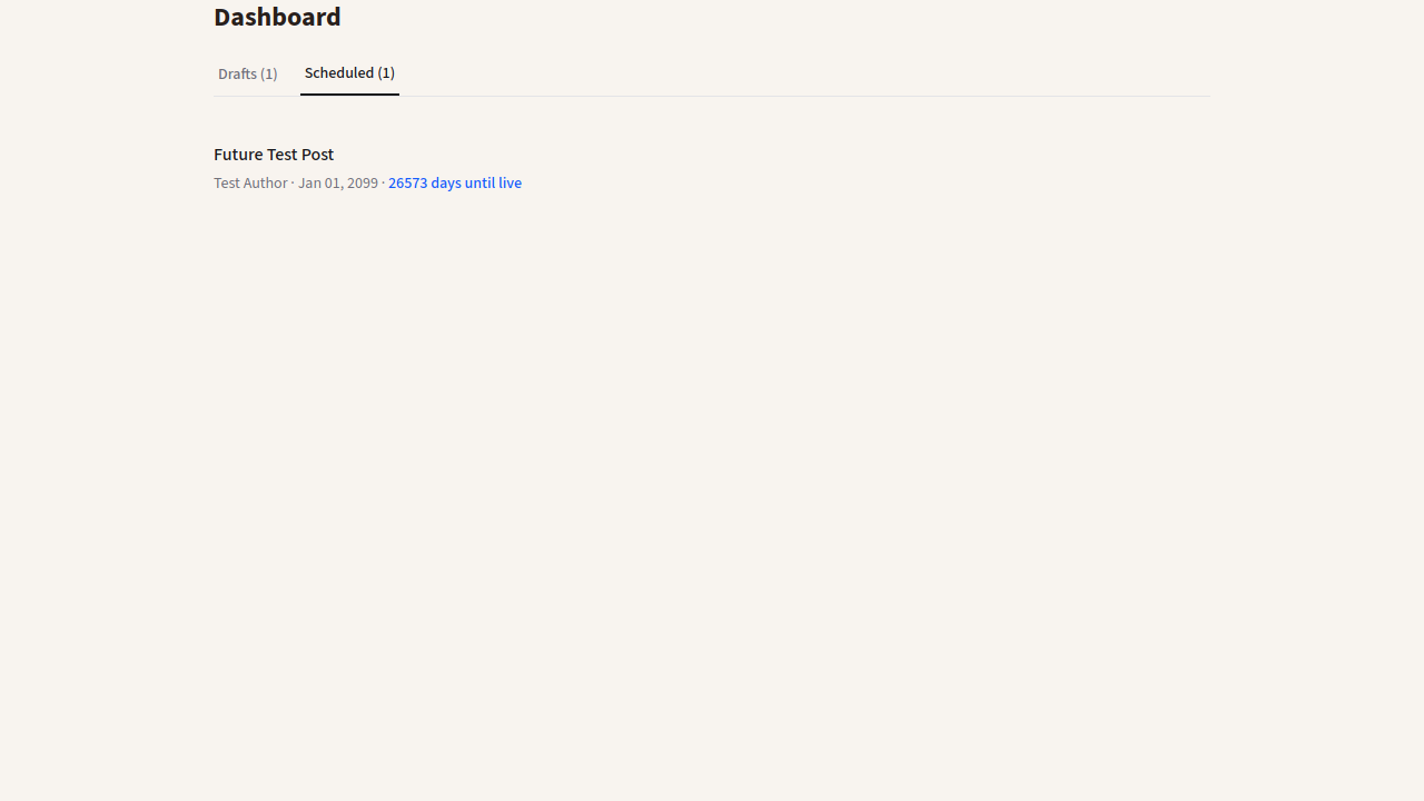 Dashboard scheduled tab with countdown